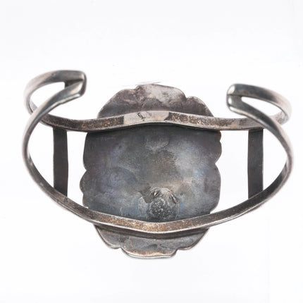 6.4" Vintage Navajo sterling silver boulder turquoise cuff bracelet