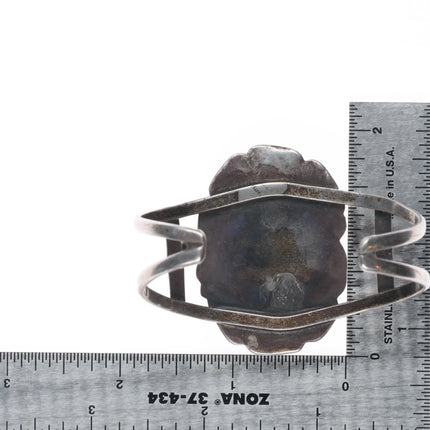 6.4" Vintage Navajo sterling silver boulder turquoise cuff bracelet