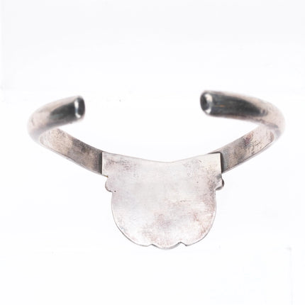 6.1" Vintage Navajo sterling silver Royston turquoise feather cuff bracelet