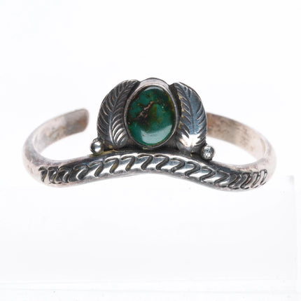 6.1" Vintage Navajo sterling silver Royston turquoise feather cuff bracelet