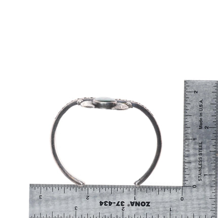 6.1" Vintage Navajo sterling silver Royston turquoise feather cuff bracelet