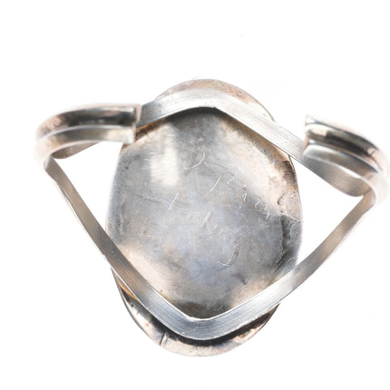 6.5" Vintage D Spencer Navajo sterling silver Kingman turquoise cuff bracelet