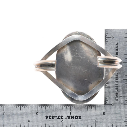 6.5" Vintage D Spencer Navajo sterling silver Kingman turquoise cuff bracelet