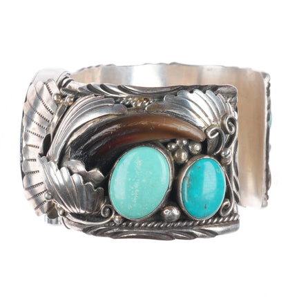 7.25" DB Navajo sterling silver vintage 1980's watch cuff bracelet w/turquoise