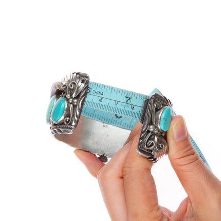 7.25" DB Navajo sterling silver vintage 1980's watch cuff bracelet w/turquoise