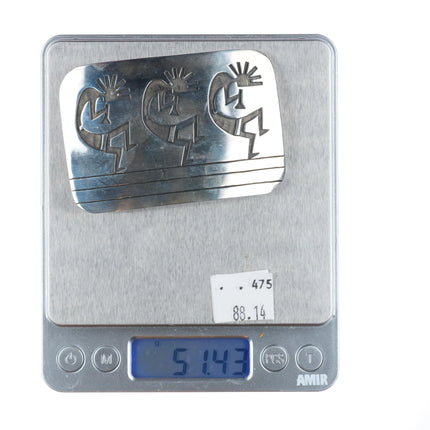 Vintage Navajo or Hopi sterling silver Kokopelli Overlay belt buckle