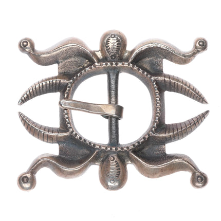 Heavy vintage Navajo tufa cast sterling silver early style belt buckle