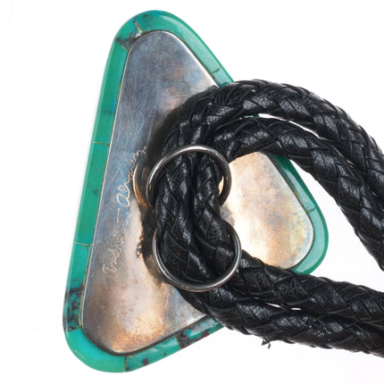 Andrew Redhorse Alvarez spiderweb Bisbee turquoise sterling silver bolo tie