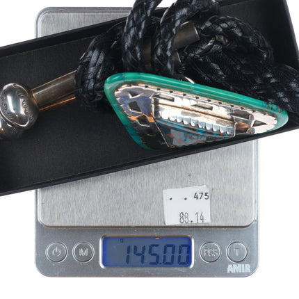 Andrew Redhorse Alvarez spiderweb Bisbee turquoise sterling silver bolo tie