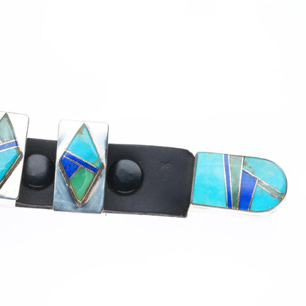 3/4" Jon Peters Navajo sterling silver, turquoise/lapis ranger belt buckle set