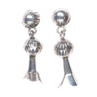 Vintage Navajo pearl fluted squash blossom earrings sterling silver