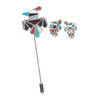 Vintage 1950's-60's Zuni sterling silver thunderbird stickpin/clip on earrings