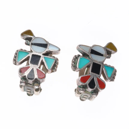 Vintage 1950's-60's Zuni sterling silver thunderbird stickpin/clip on earrings