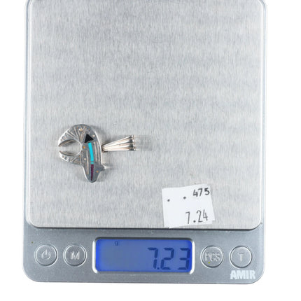 Ray Tracy Knifewing sterling silver, sugilite, turquoise, onyx bear pendant