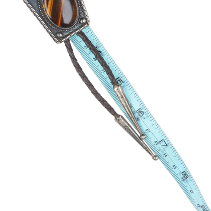 c1960 c-31 Navajo sterling silver tiger's eye stone bolo tie Vintage