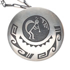Large Michael Sockyma Hopi Overlay kokopelli pendant/pin sterling silver