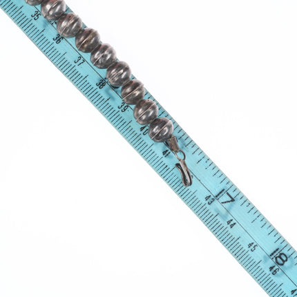 16.5" 1970's Navajo sterling silver chip inlay sunface squash blossom necklace