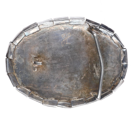 Heavy vintage southwest sterling silver 3D Ram bust/Head belt buckle w/turquoise