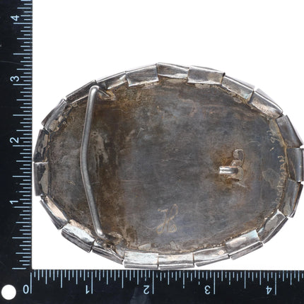 Heavy vintage southwest sterling silver 3D Ram bust/Head belt buckle w/turquoise