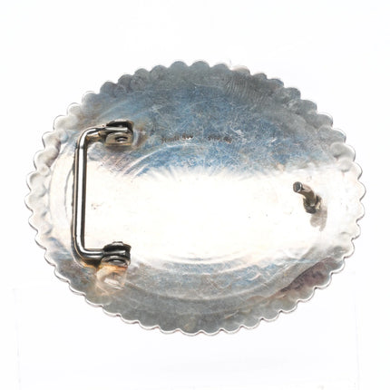 Harris Joe Navajo vintage sterling silver intricately stamped concho belt buckle