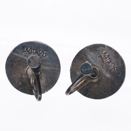 Vintage 1940's UITA-26 Navajo sterling silver turquoise screw back earrings