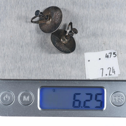 Vintage 1940's UITA-26 Navajo sterling silver turquoise screw back earrings