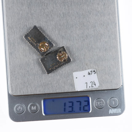 Lynol Yellowhorse Navajo sterling silver multi-stone intarsia inlay earrings