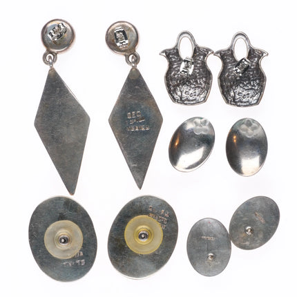 Vintage Southwestern Sterling silver Malachite, Denim Lapis, etc earring lot