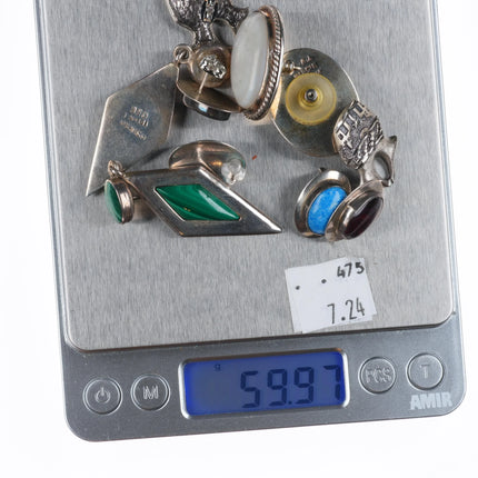 Vintage Southwestern Sterling silver Malachite, Denim Lapis, etc earring lot