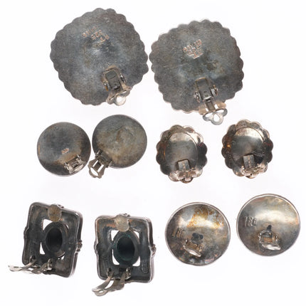 Lot of Retro southwestern/designer/Mexican sterling silver clip-on earrings