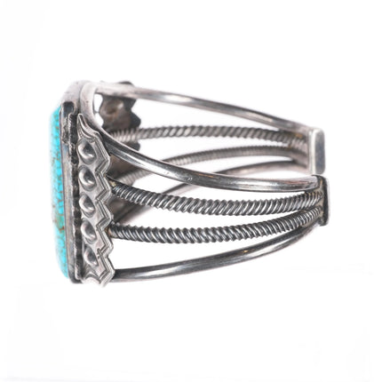 6.5" 30's-40's Nevada Blue Spiderweb #8 turquoise sterling silver cuff bracelet