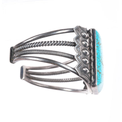 6.5" 30's-40's Nevada Blue Spiderweb #8 turquoise sterling silver cuff bracelet