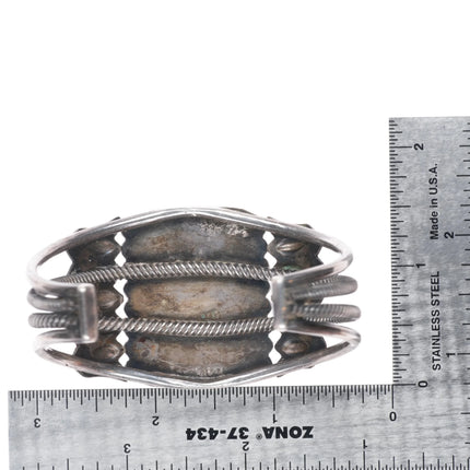 6.5" 30's-40's Nevada Blue Spiderweb #8 turquoise sterling silver cuff bracelet