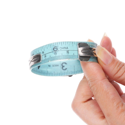 6.6" 30's-40's Navajo sterling silver green turquoise cuff bracelet 3 stone