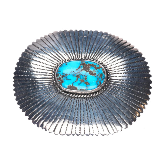 Big Vintage DB Navajo sterling silver high grade turquoise belt buckle