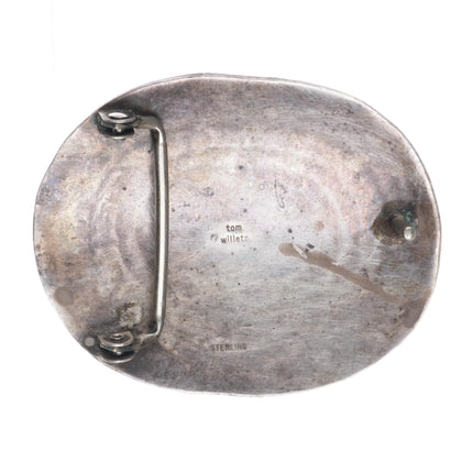 Tom Willeto Navajo Vintage sterling silver heavily stamped belt buckle