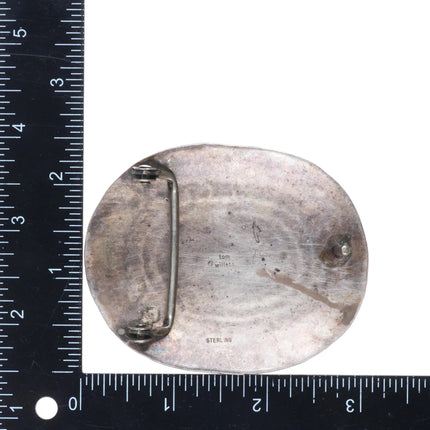 Tom Willeto Navajo Vintage sterling silver heavily stamped belt buckle