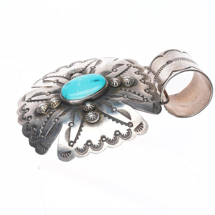 Huge Gary G Navajo for Rocki Gorman sterling silver cross pendant turquoise