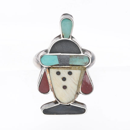 sz6 Zuni sterling silver channel inlay Zunitoon character ring