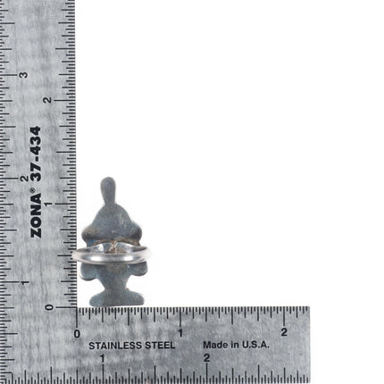 sz6 Zuni sterling silver channel inlay Zunitoon character ring