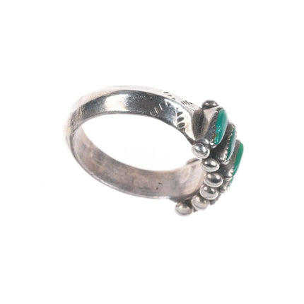 sz6 Janice Paloma Zuni sterling silver vintage turquoise petit point row ring