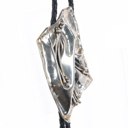 Stan Davidson (1933-2012) Vintage Brutalist sterling silver modernist bolo tie