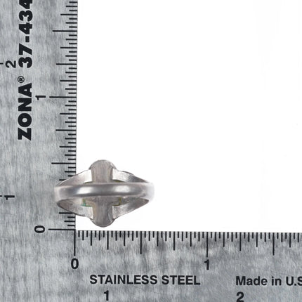 sz6 30's-40's Navajo sterling silver chiseled side ring really nice turquoise