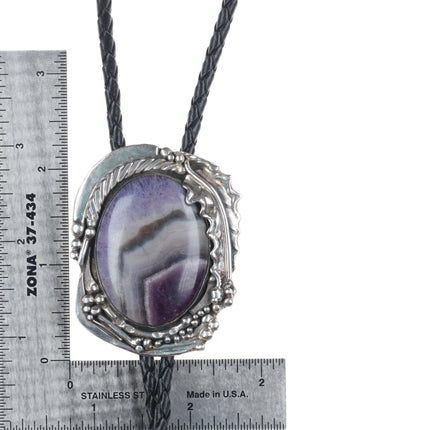 Stan Davidson 1933-2012 Vintage Brutalist sterling silver Purple jasper bolo tie