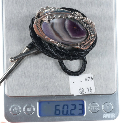 Stan Davidson 1933-2012 Vintage Brutalist sterling silver Purple jasper bolo tie