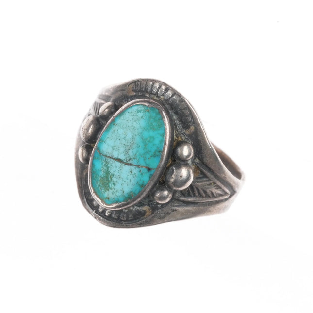 sz7 30's-40's Navajo sterling silver stamped side ring size 7 cut shank