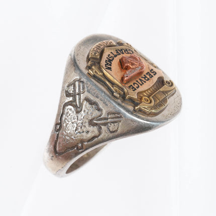 sz9.5 40's-50's Indian themed Pontiac service Craftsman ring sterling silver