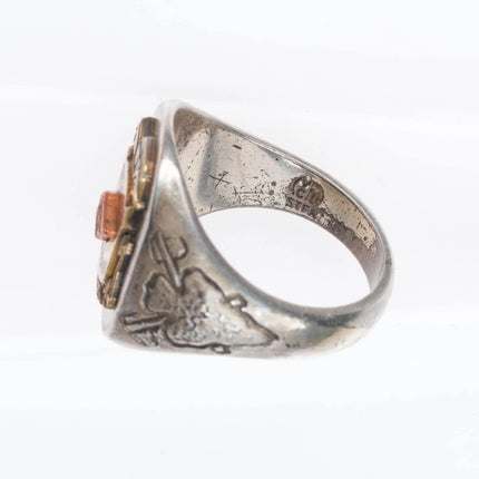 sz9.5 40's-50's Indian themed Pontiac service Craftsman ring sterling silver
