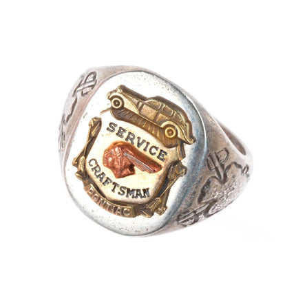 sz9.5 40's-50's Indian themed Pontiac service Craftsman ring sterling silver