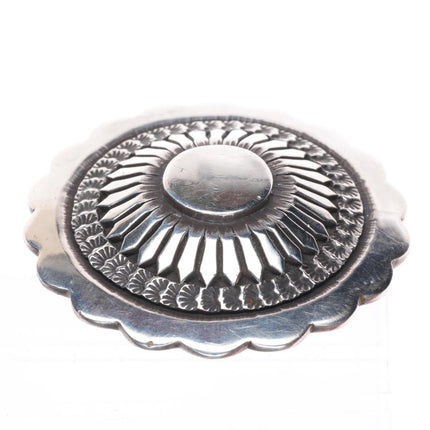 Emerson Bill Navajo sterling silver heavy deep stamped belt buckle